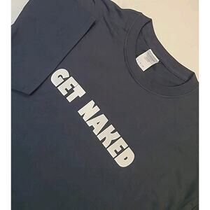 Gildan GET NAKED Funny Graphic Tee XL Black Naked City Pizza Shop Nevada